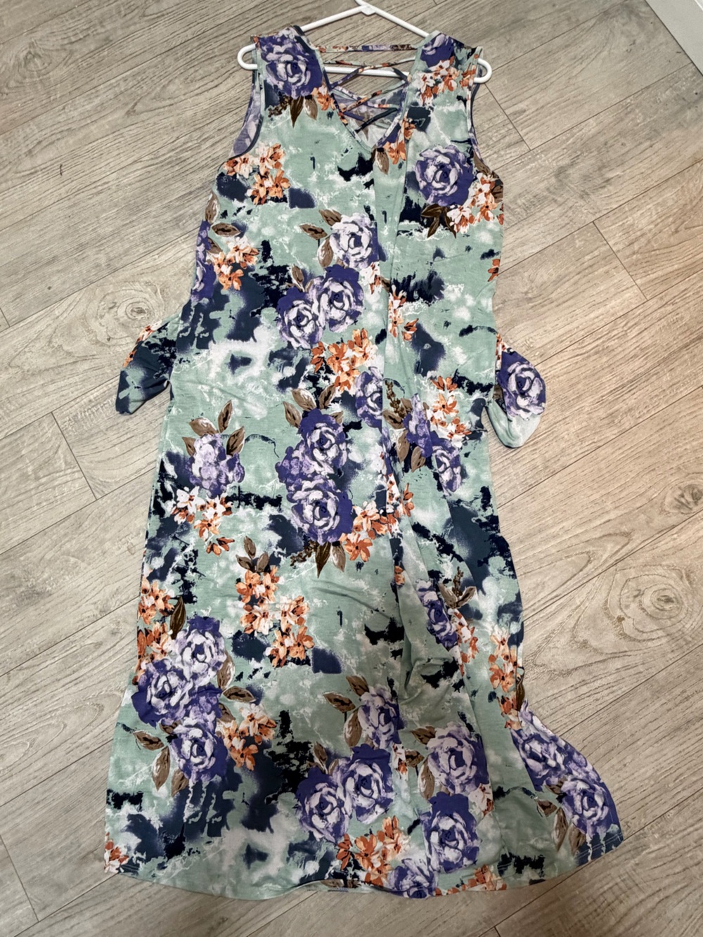 Sew In Love Sage Green Floral Crisscross-Back Maxi Dress - Picture 1 of 4